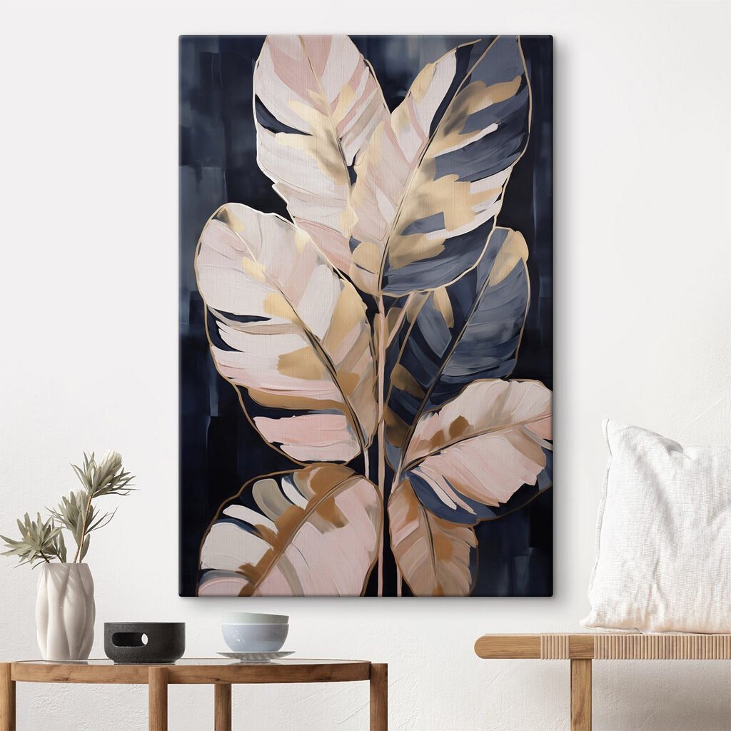 Foglie chiare su blu — ambiente 1