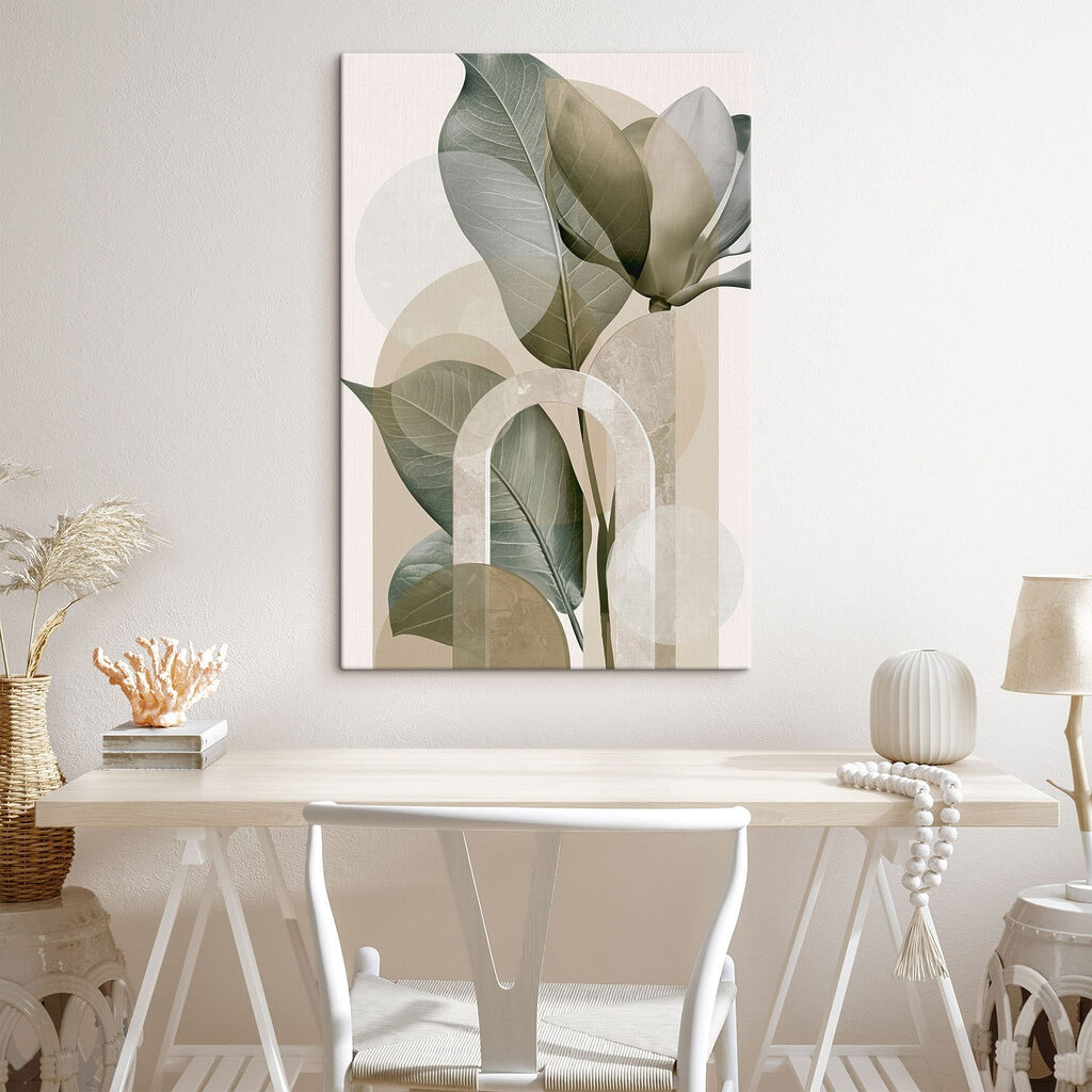Foglie tra curve pallide — ambiente 1