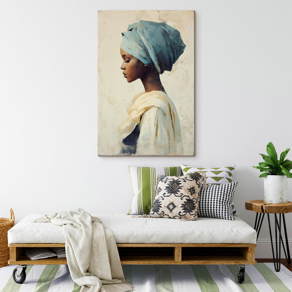 Donna con foulard blu — ambiente 2