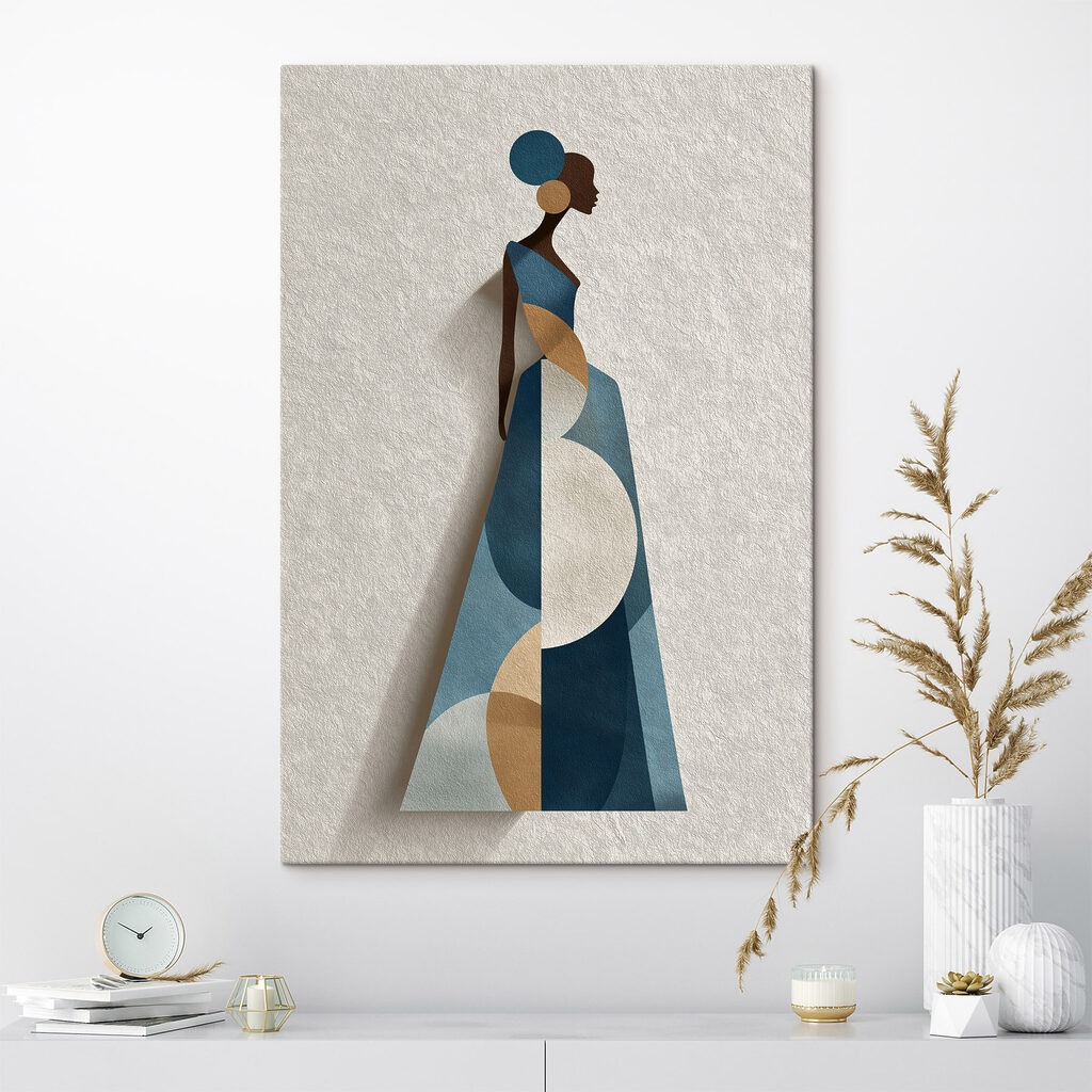 Donna in abito blu — ambiente 2