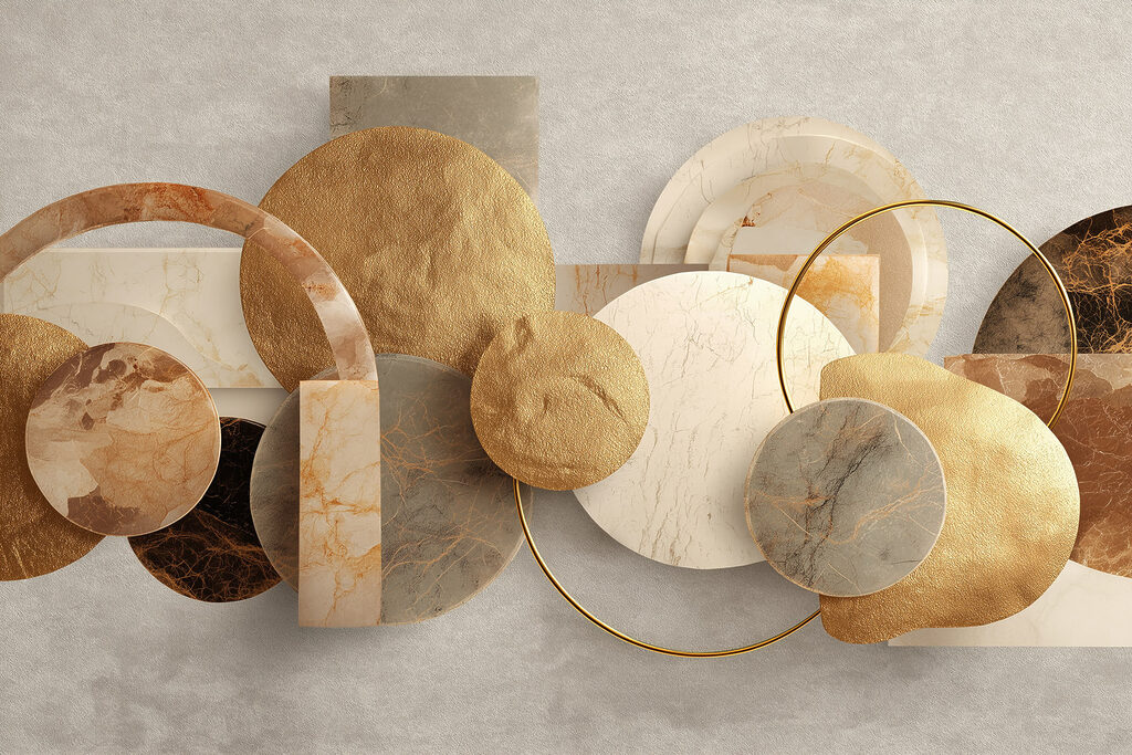 Cerchi dorati e rettangoli — design completo