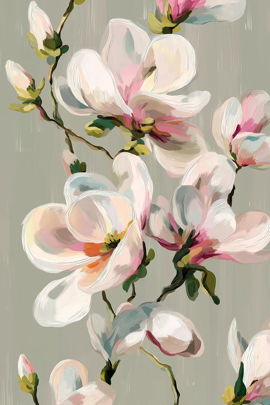 Magnolia bianca e rosa — design completo