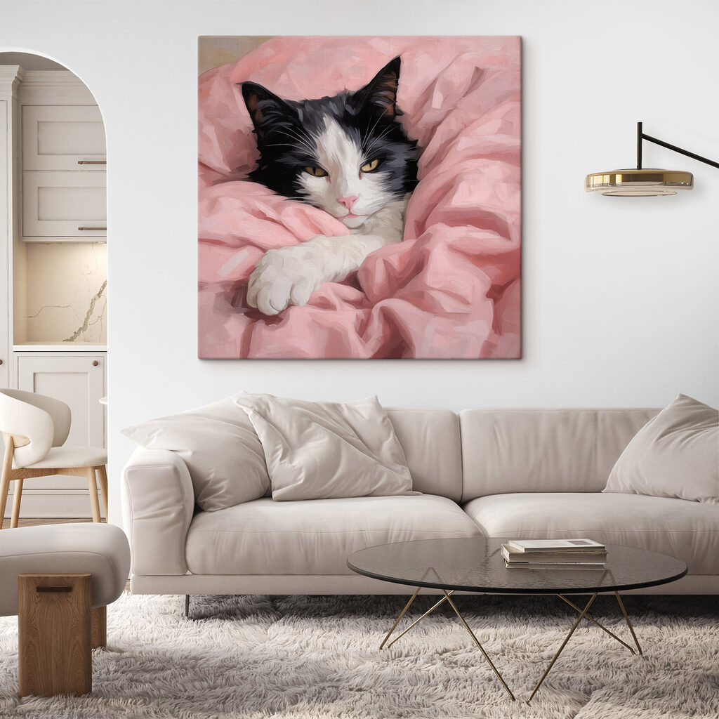 Gatto bianco e nero in un ambiente