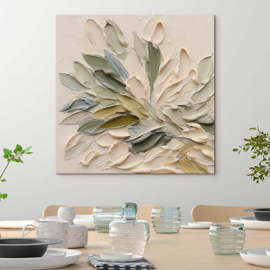 Foglie crema in rilievo — ambiente 2