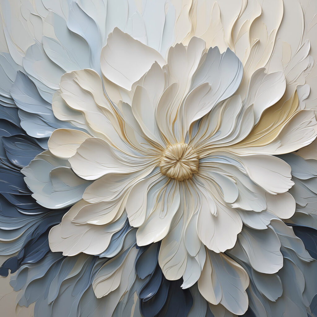 Fiore bianco su blu — design completo