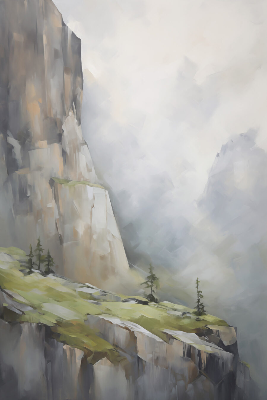 Nebbia tra rocce alte — design completo