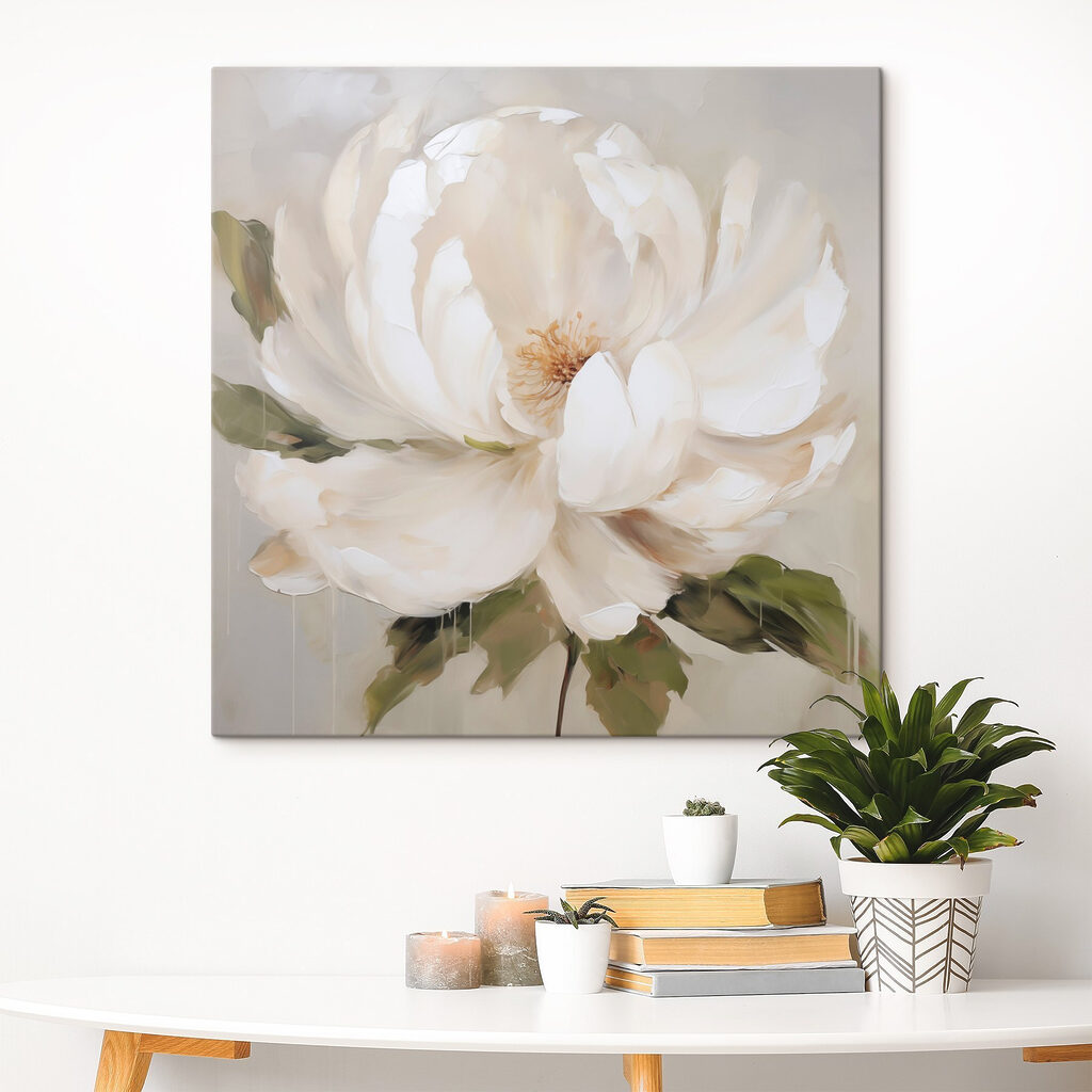 Peonia bianca a pennellate — ambiente 1