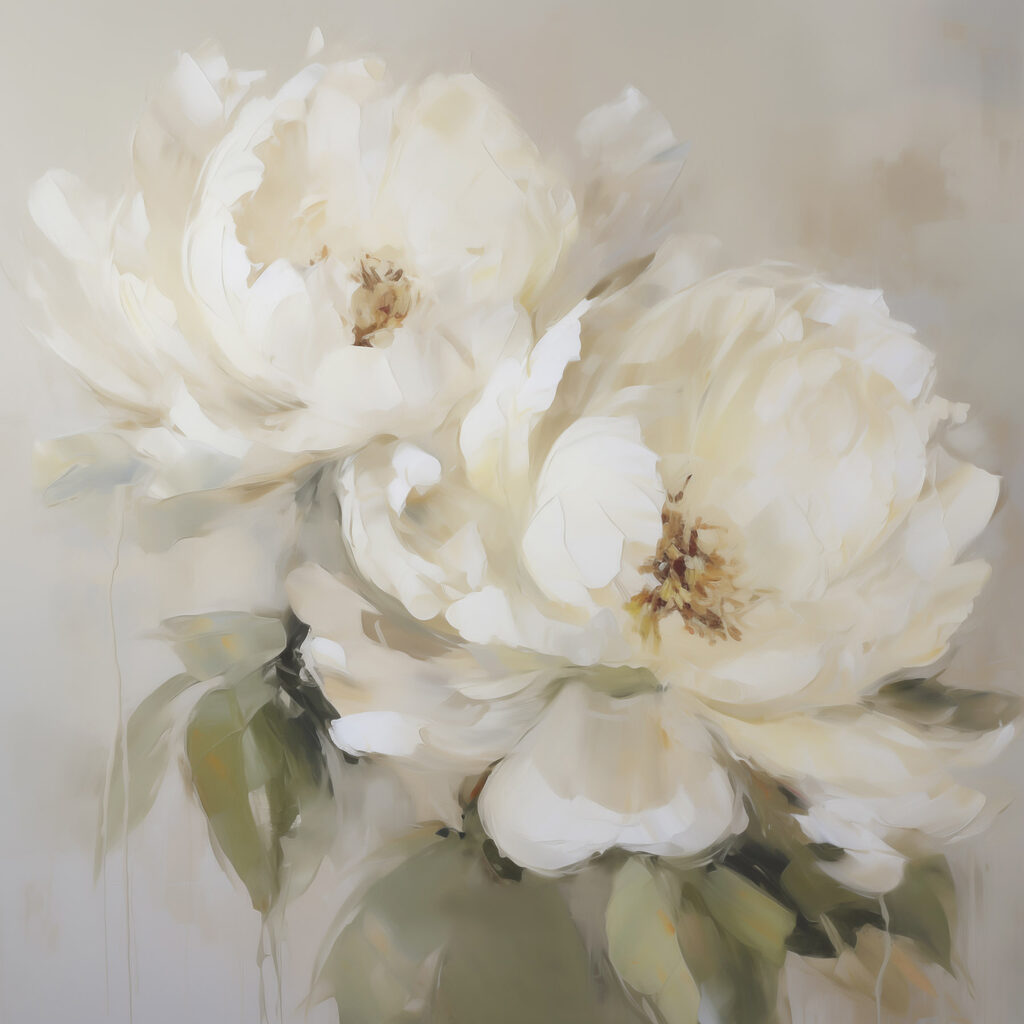 Due peonie bianche — design completo