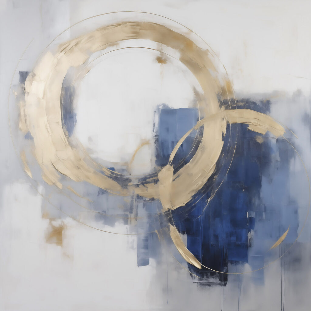Anello dorato su blu — design completo