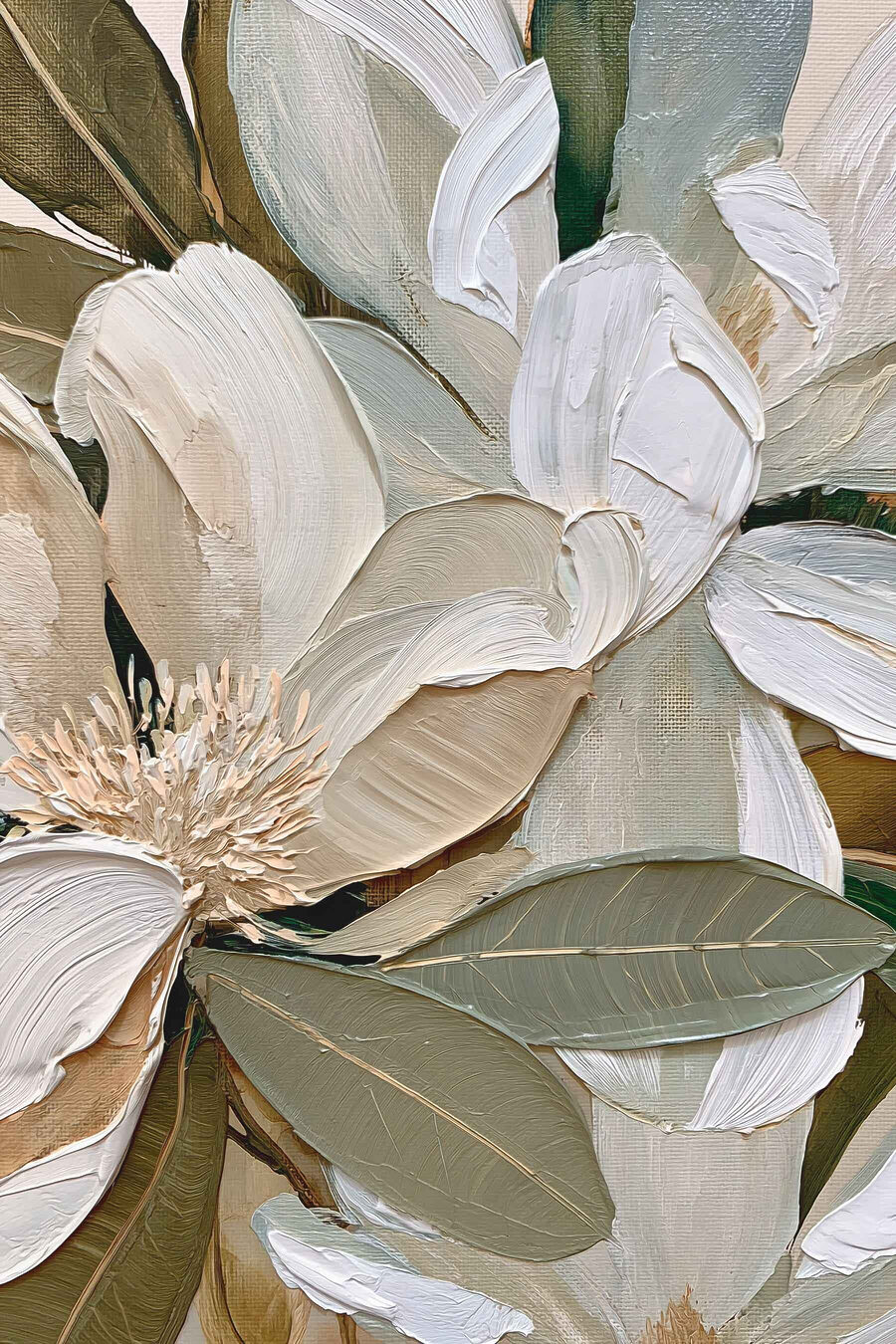 Fiori bianchi tra olivo — design completo