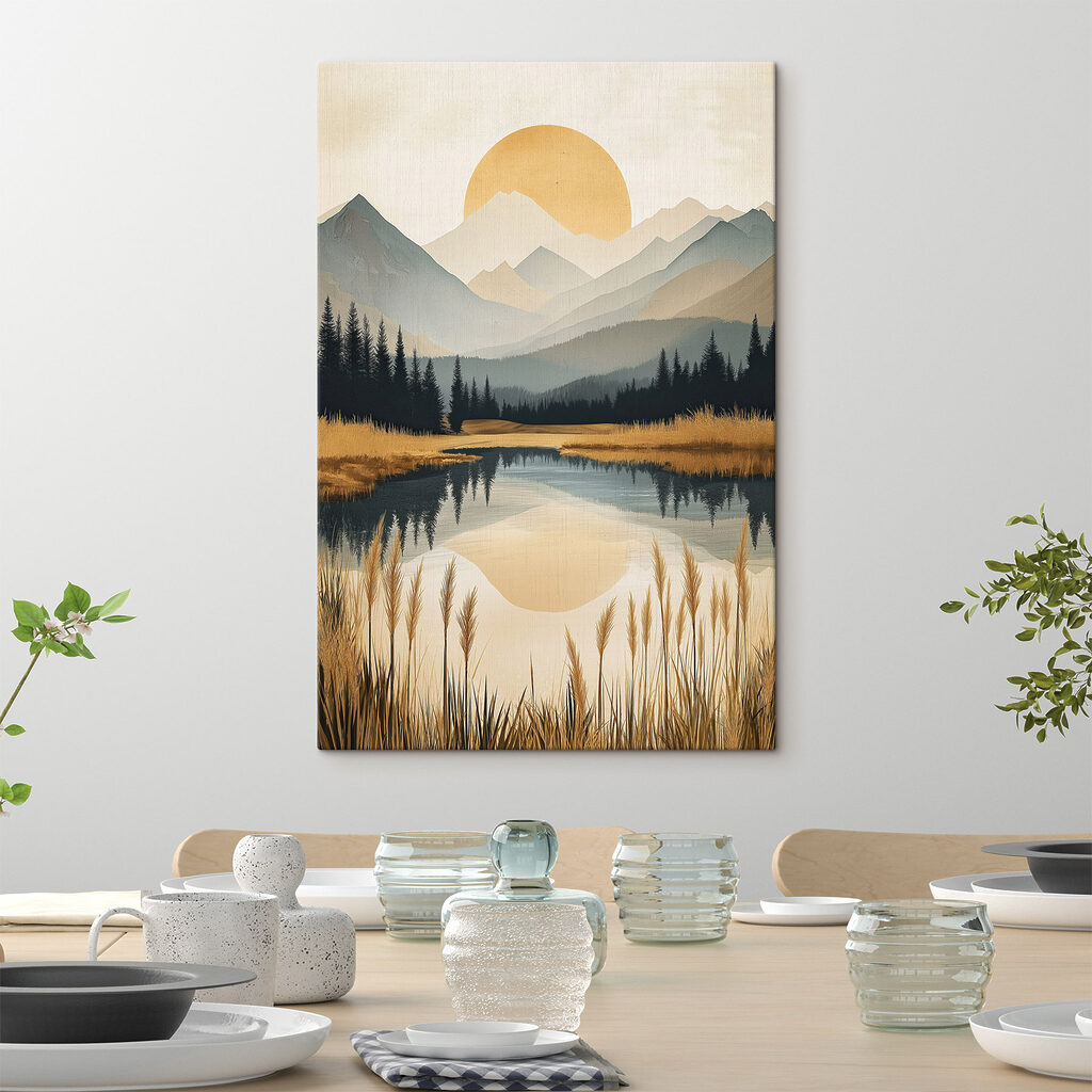 Sole d’oro sul lago in un ambiente