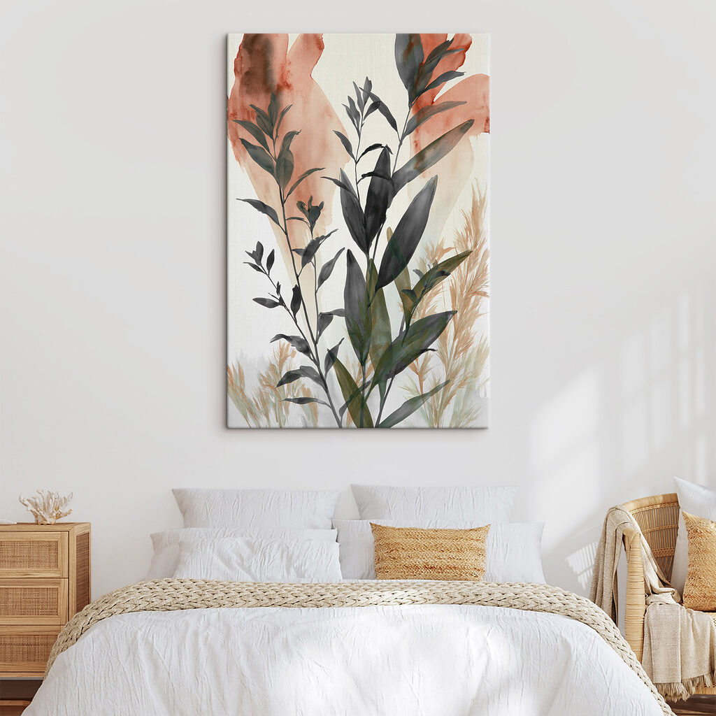 Foglie scure su rosa — ambiente 2