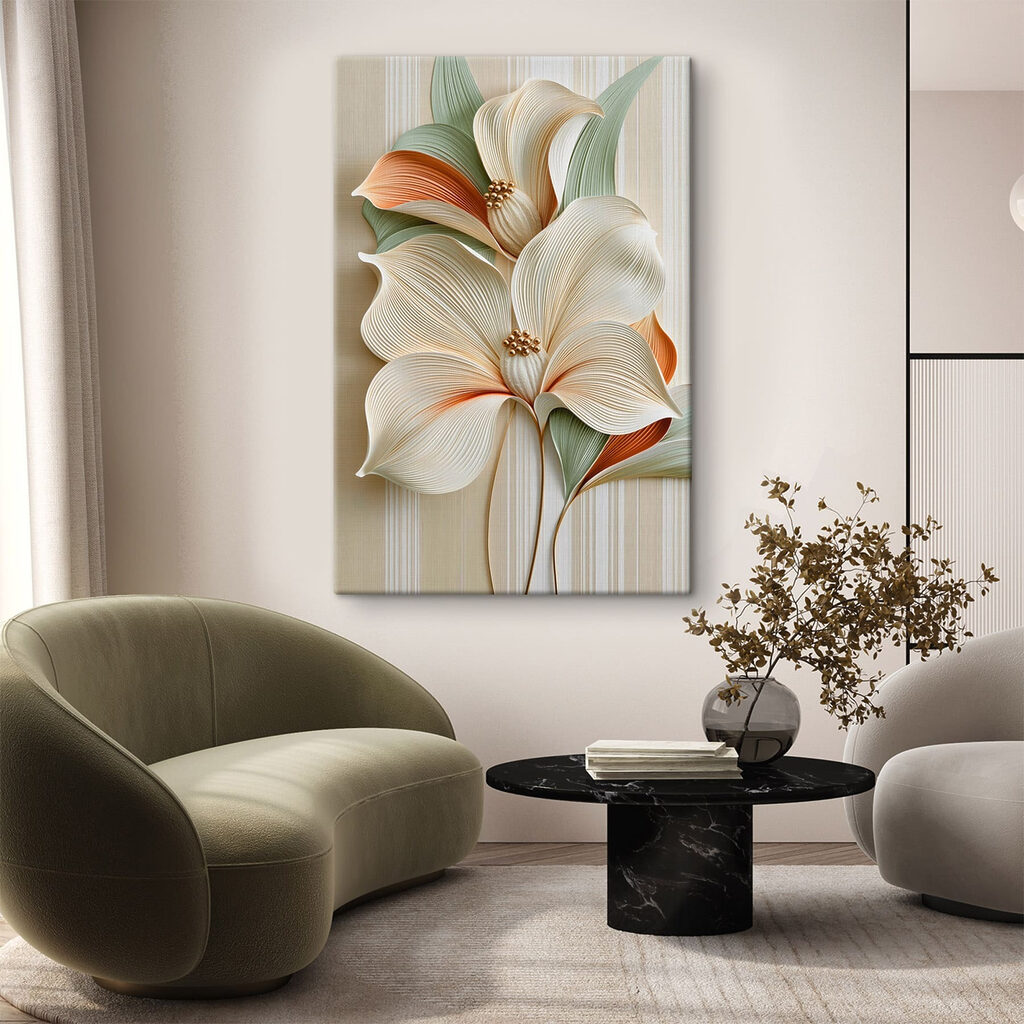 Fiori bianchi, bordi arancioni — ambiente 2