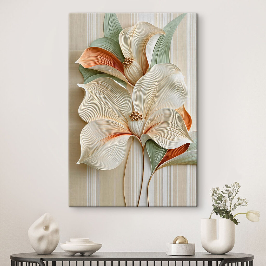 Fiori bianchi, bordi arancioni — ambiente 3