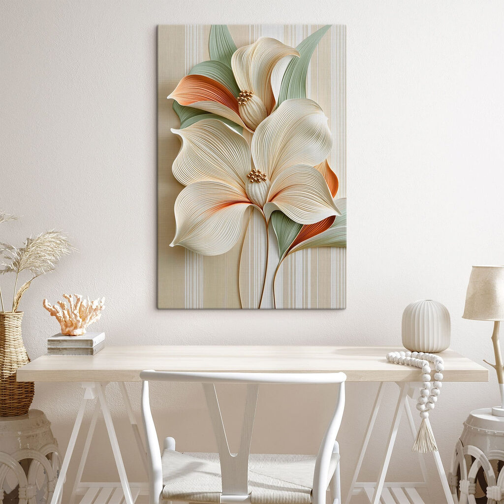 Fiori bianchi, bordi arancioni — ambiente 1
