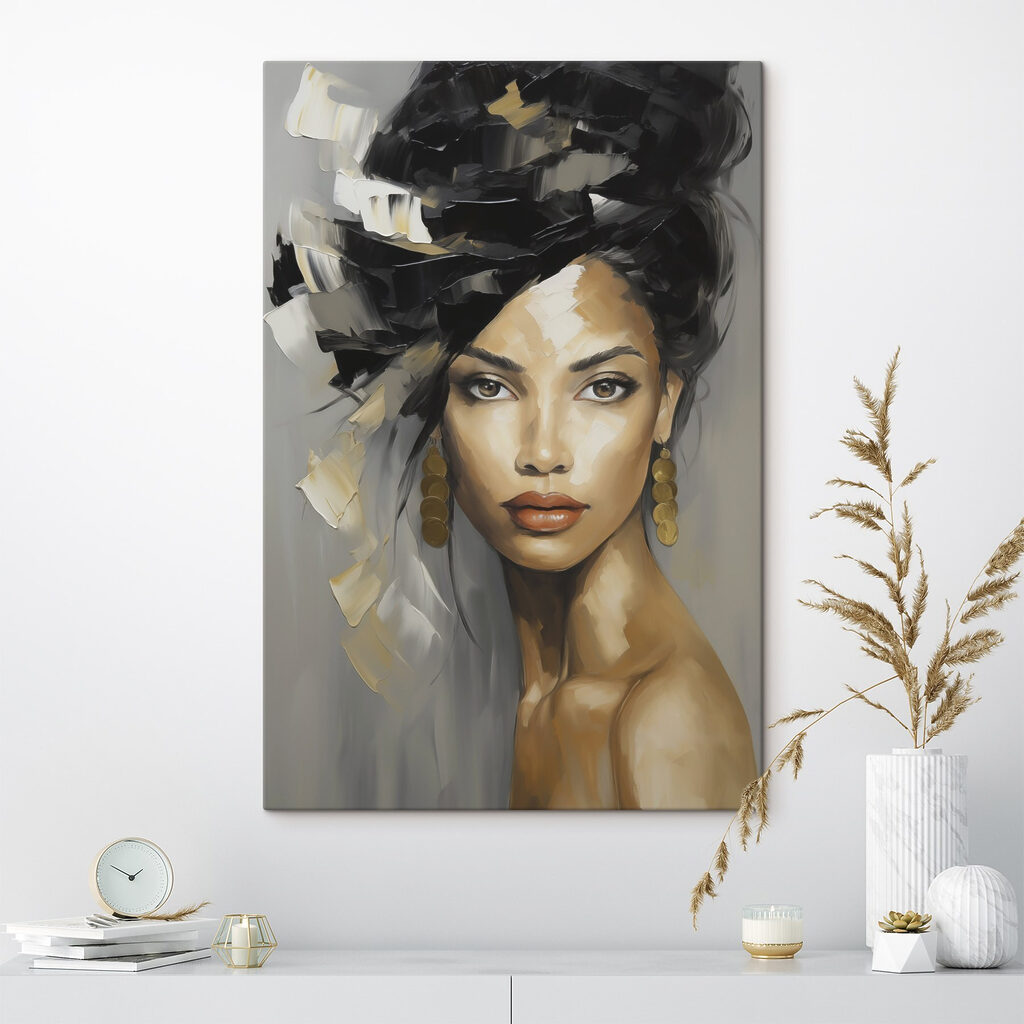 Sguardo sotto capelli neri — ambiente 1