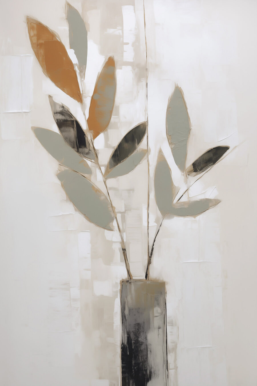 Foglie in vaso grigio — design completo