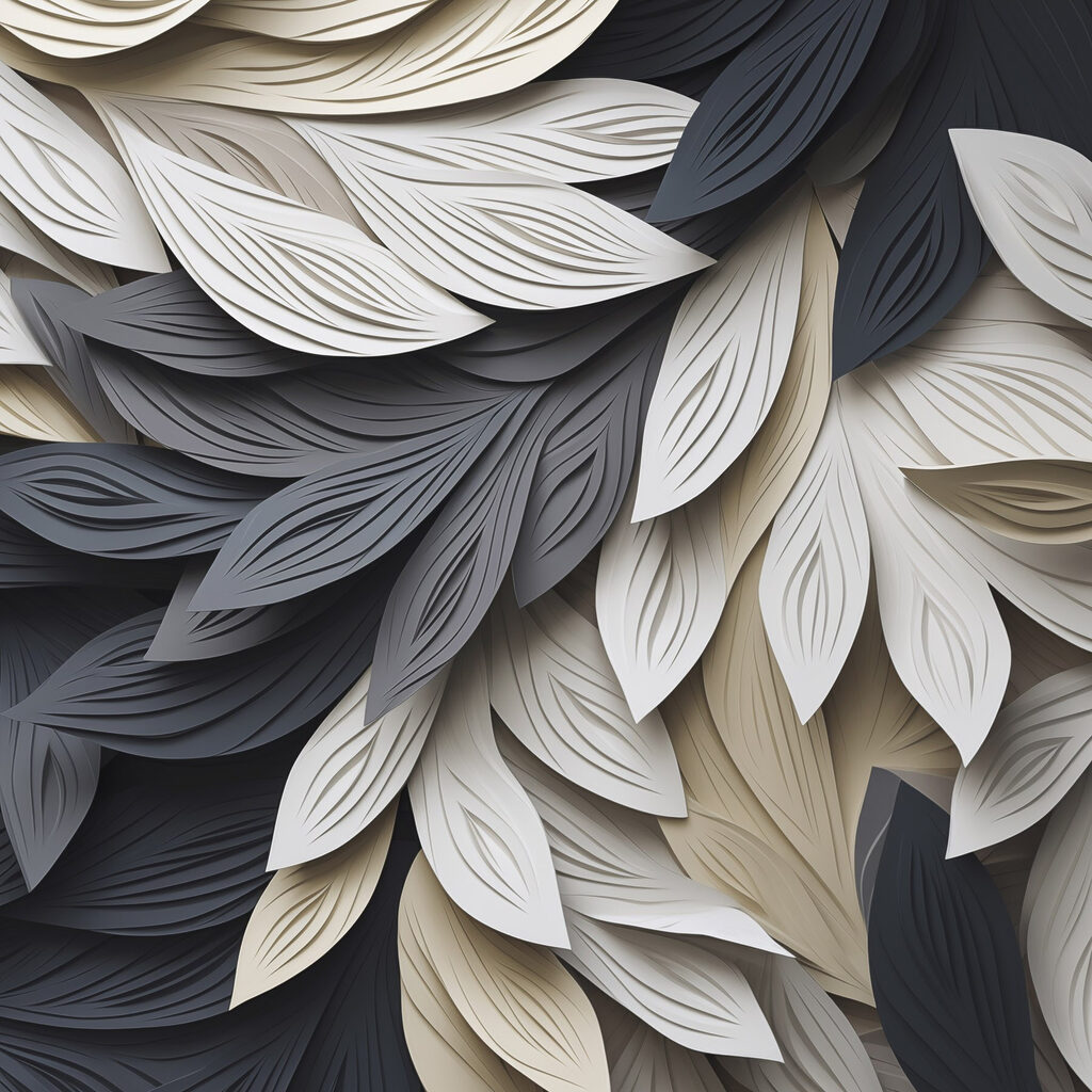 Foglie bianche e nere — design completo