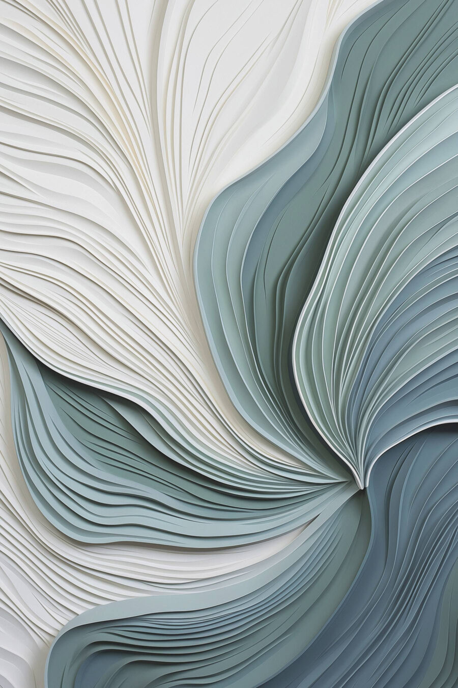 Onde blu-verdi a ventaglio — design completo