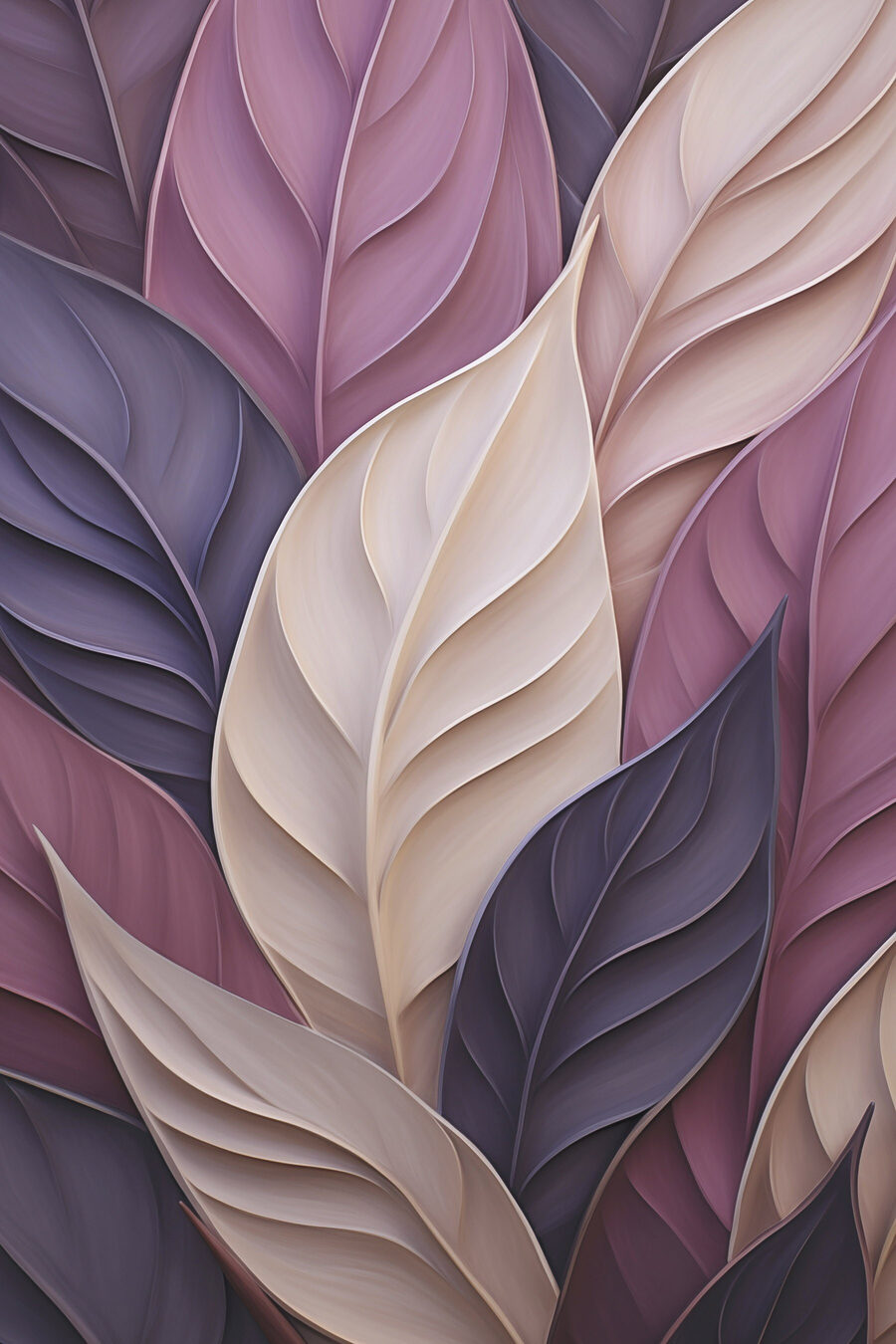 Foglie viola su crema — design completo