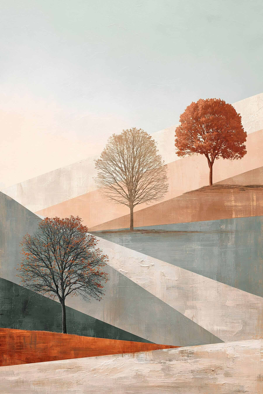 Alberi lungo campi colorati — design completo