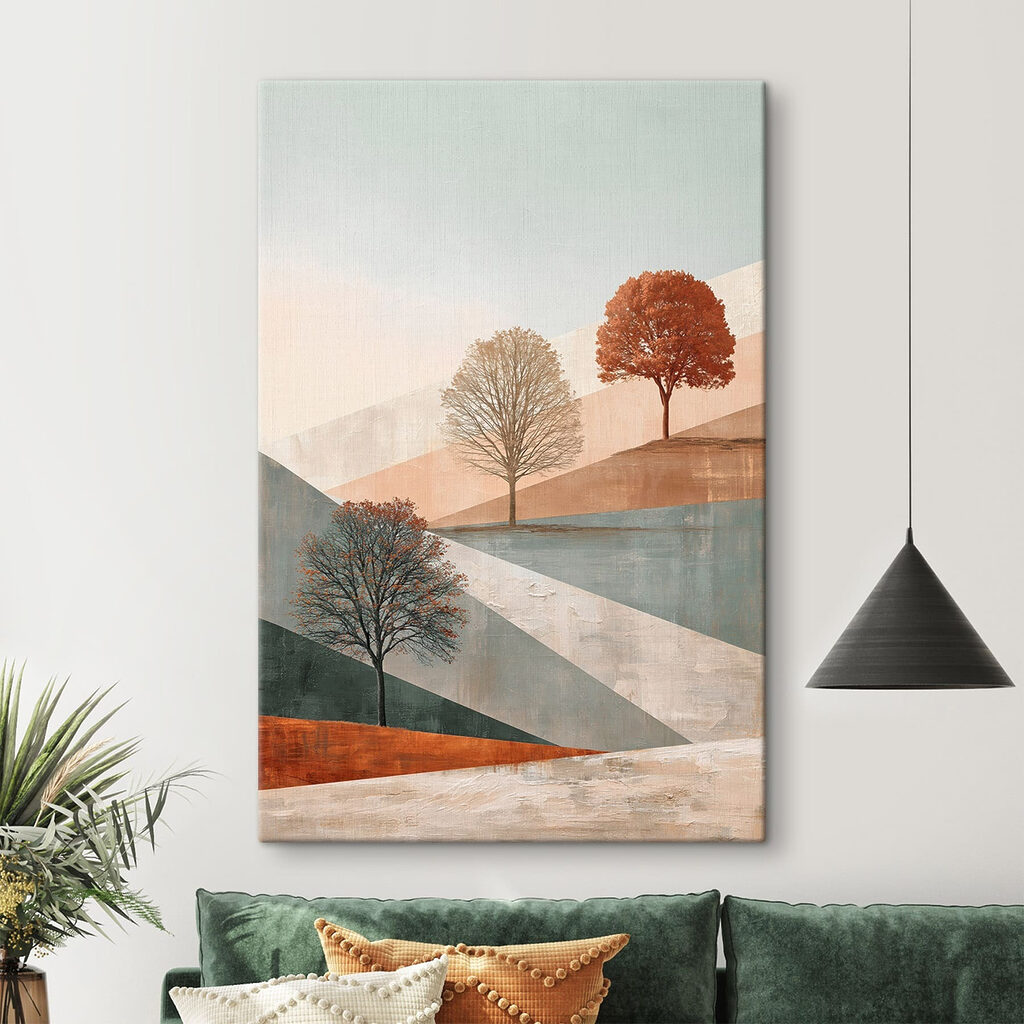 Alberi lungo campi colorati — ambiente 3