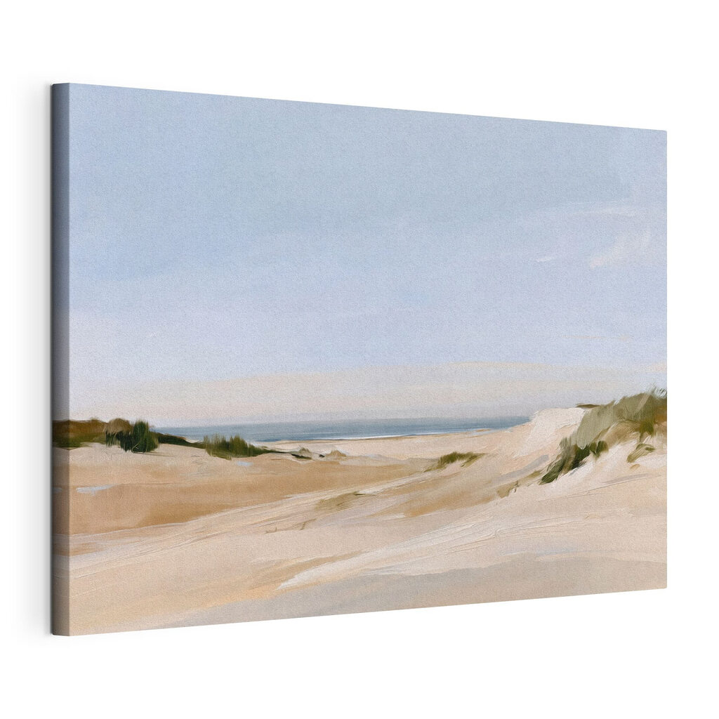 Dune e mare d’estate, tela tesa e bordo avvolto