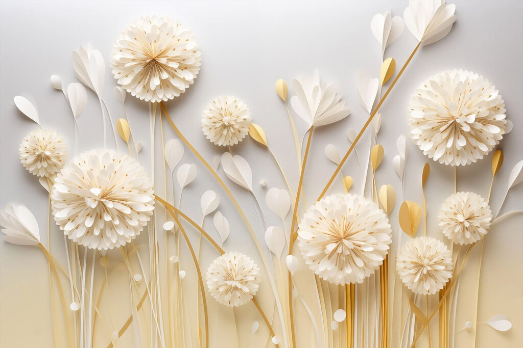 Fiori rotondi su steli — design completo