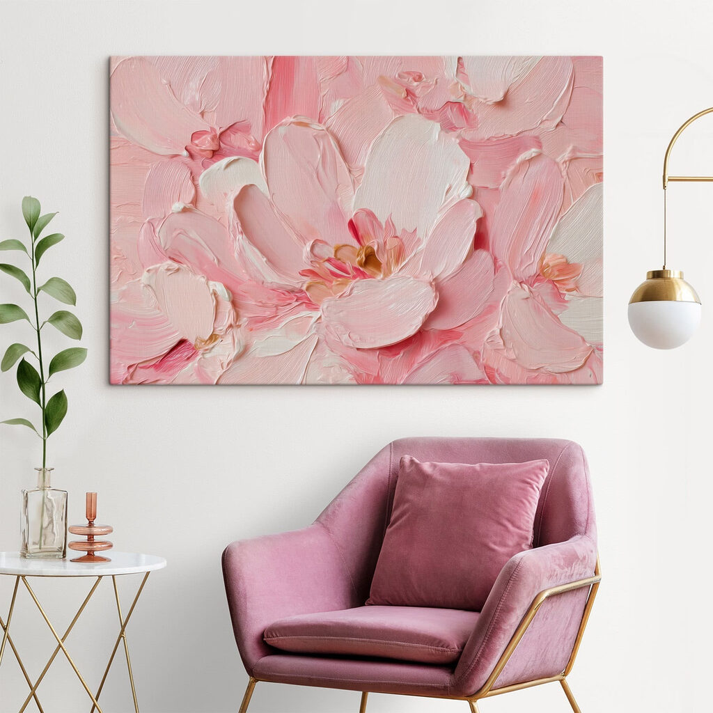 Fiori rosa in rilievo in un ambiente