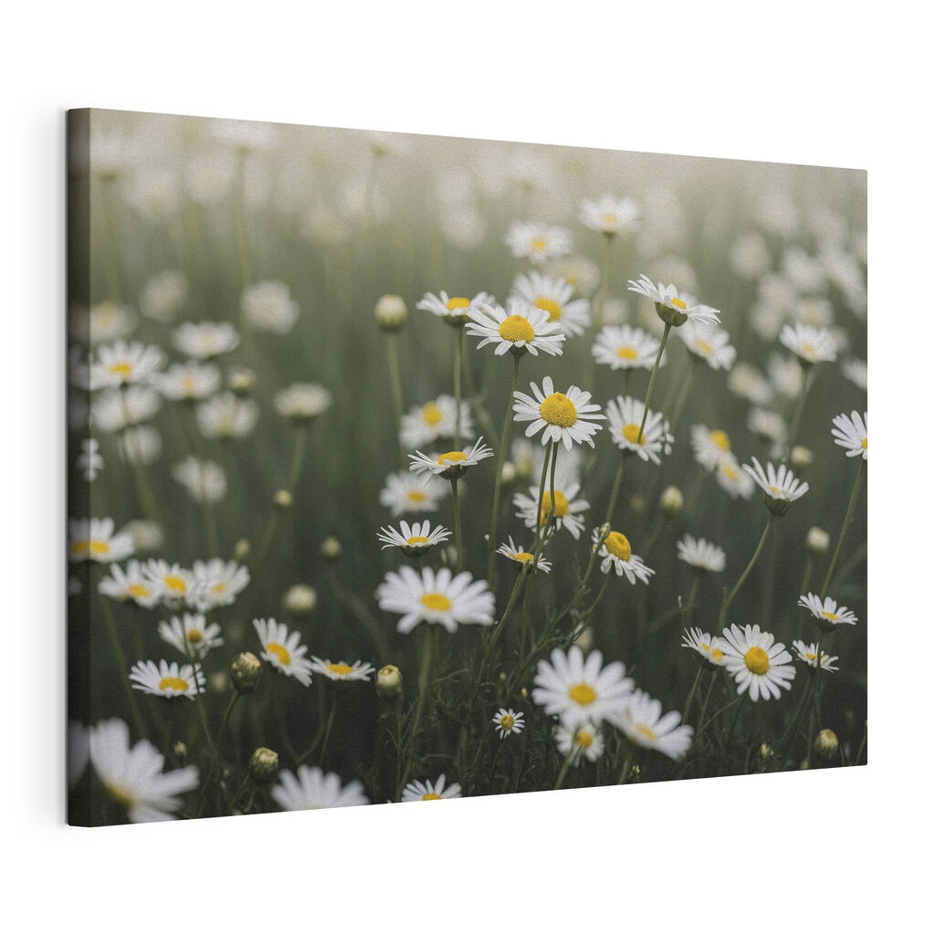 Fiori nell’erba, tela tesa e bordo avvolto