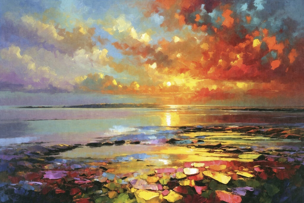 Tramonto sulle ninfee — design completo
