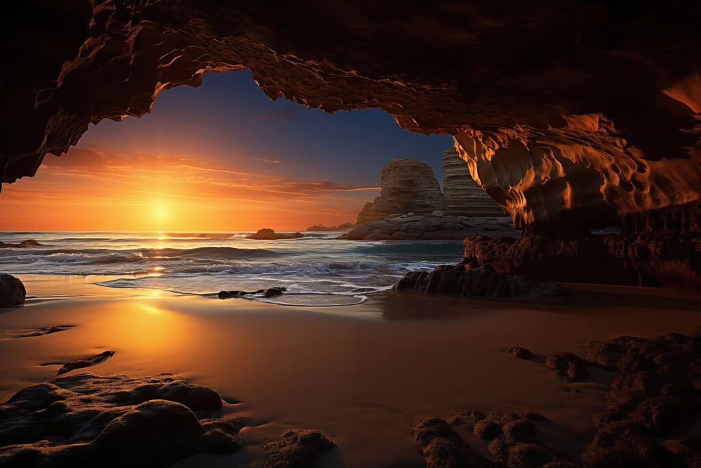 Tramonto dalla grotta — design completo