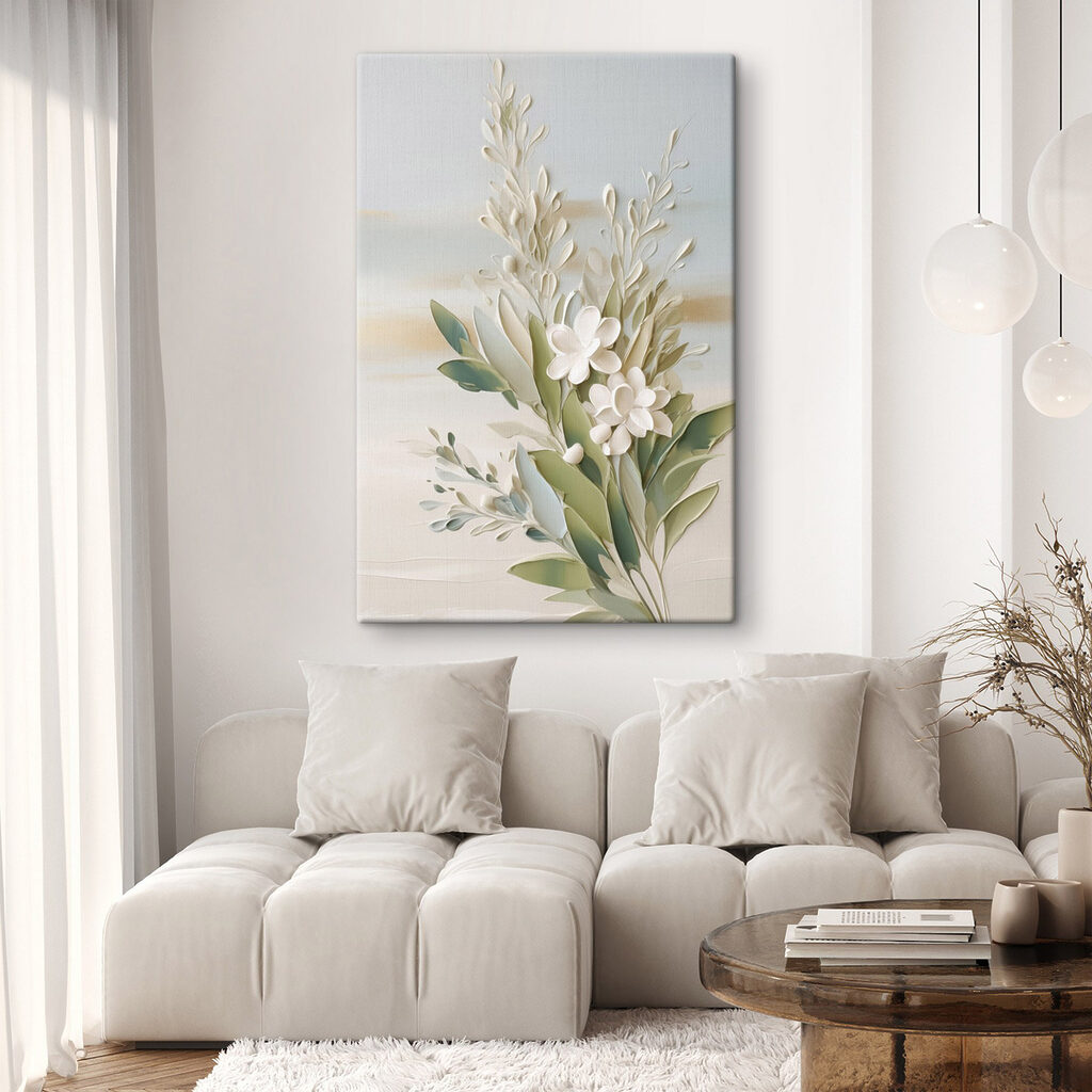 Fiori bianchi e ulivo in un ambiente
