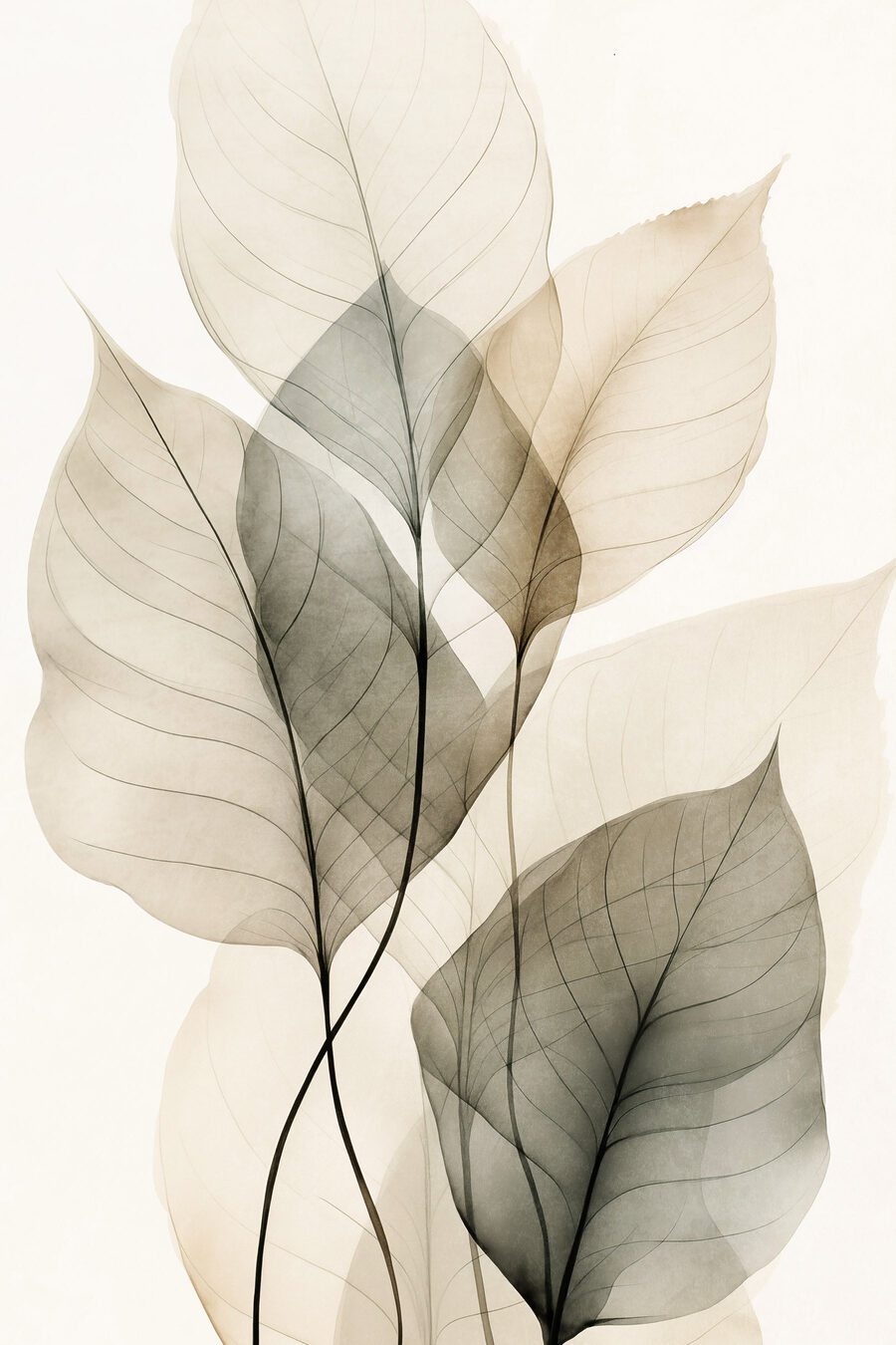 Foglie trasparenti con nervature — design completo