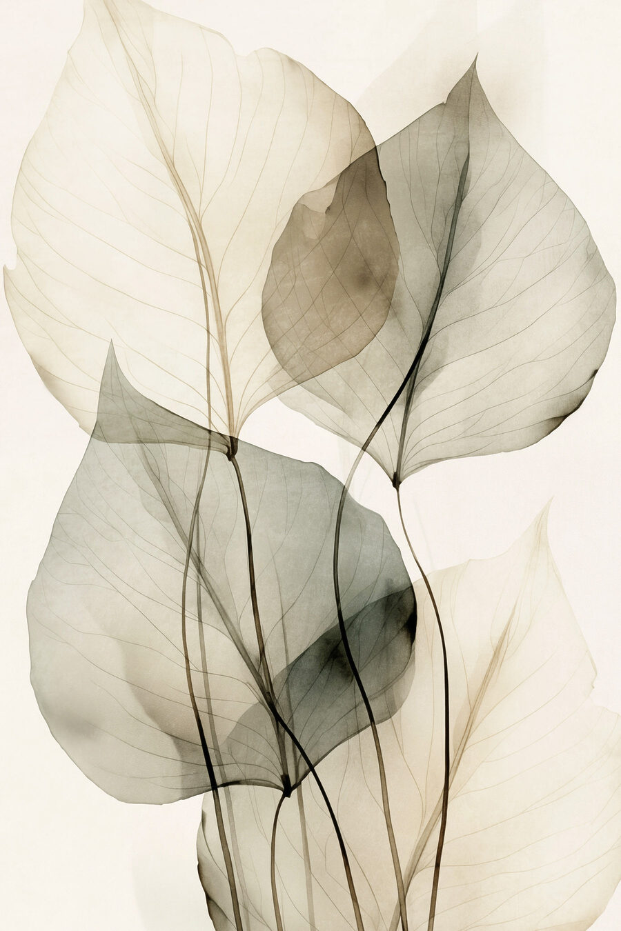 Foglie grigio verde sovrapposte — design completo