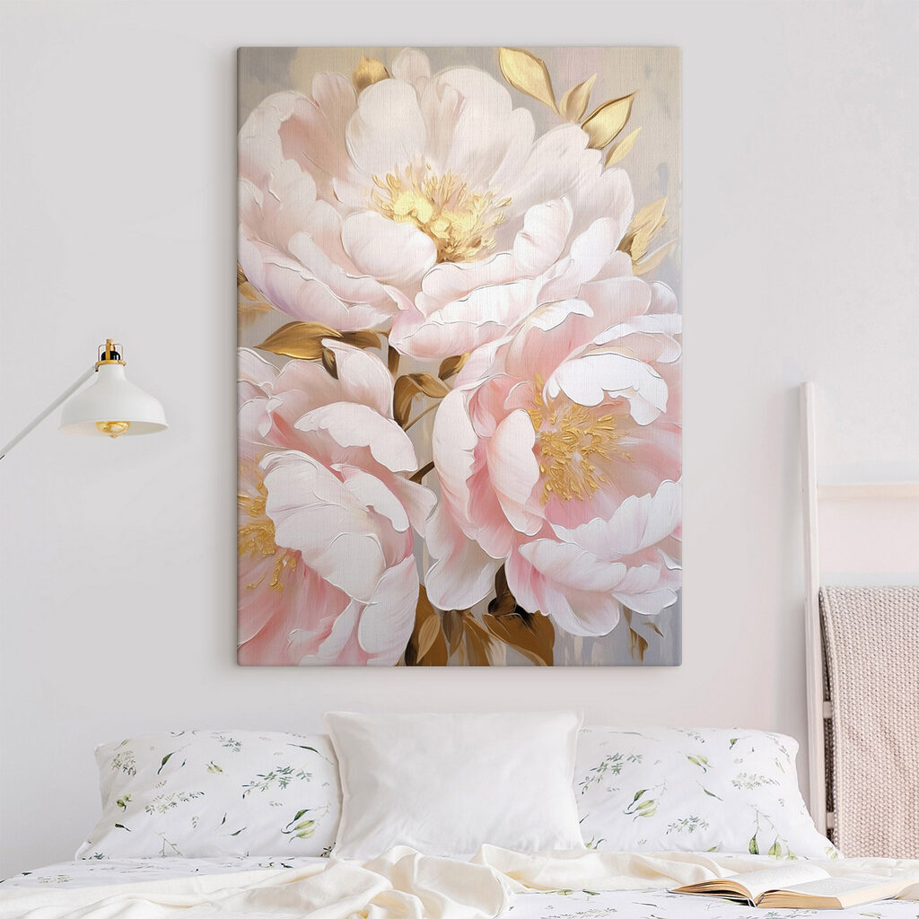 Peonie rosa a petali in un ambiente