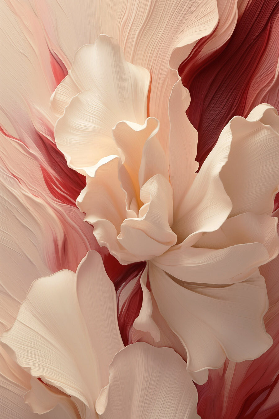 Forme floreali su rosso — design completo