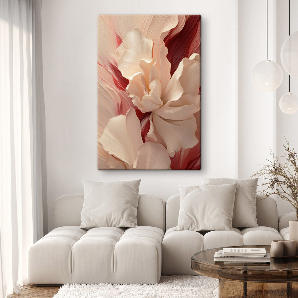 Forme floreali su rosso — ambiente 2