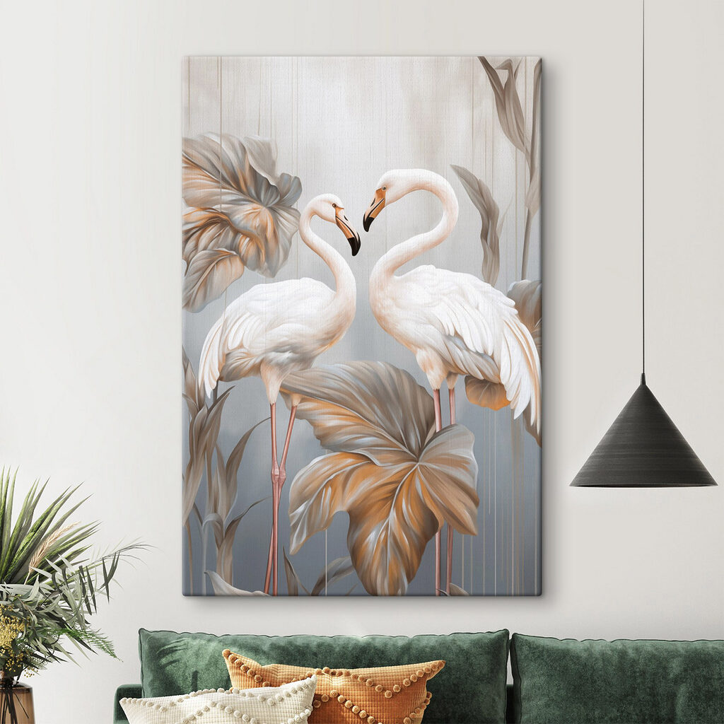 Fenicotteri bianchi e foglie — ambiente 2