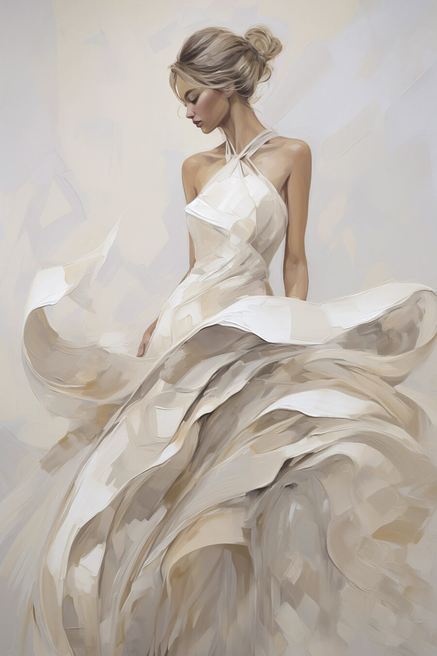 Donna con abito svolazzante — design completo