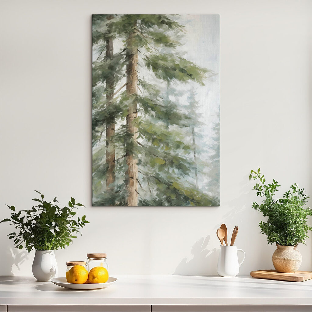Luce tra le conifere in un ambiente
