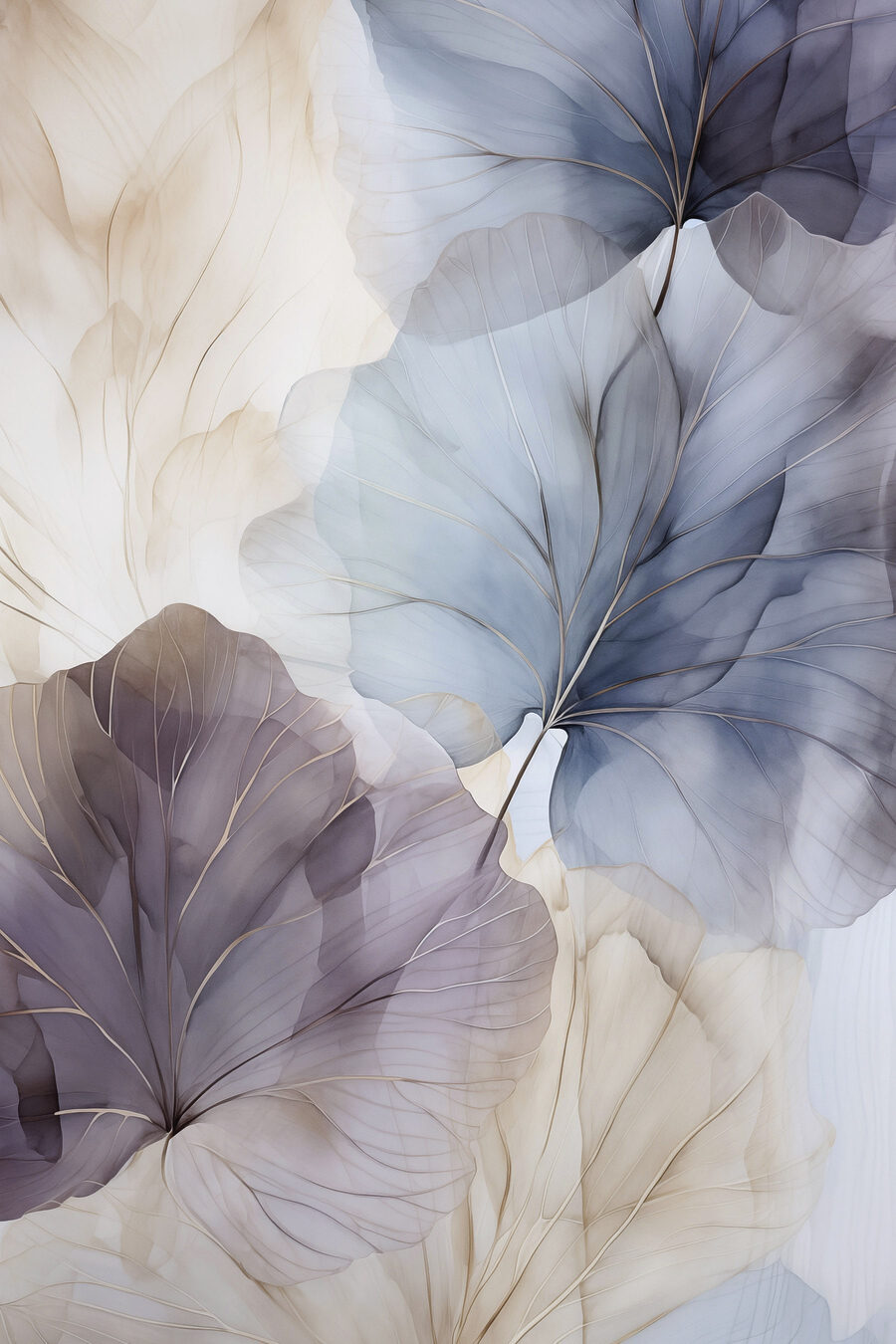 Foglie tonde blu grigio — design completo