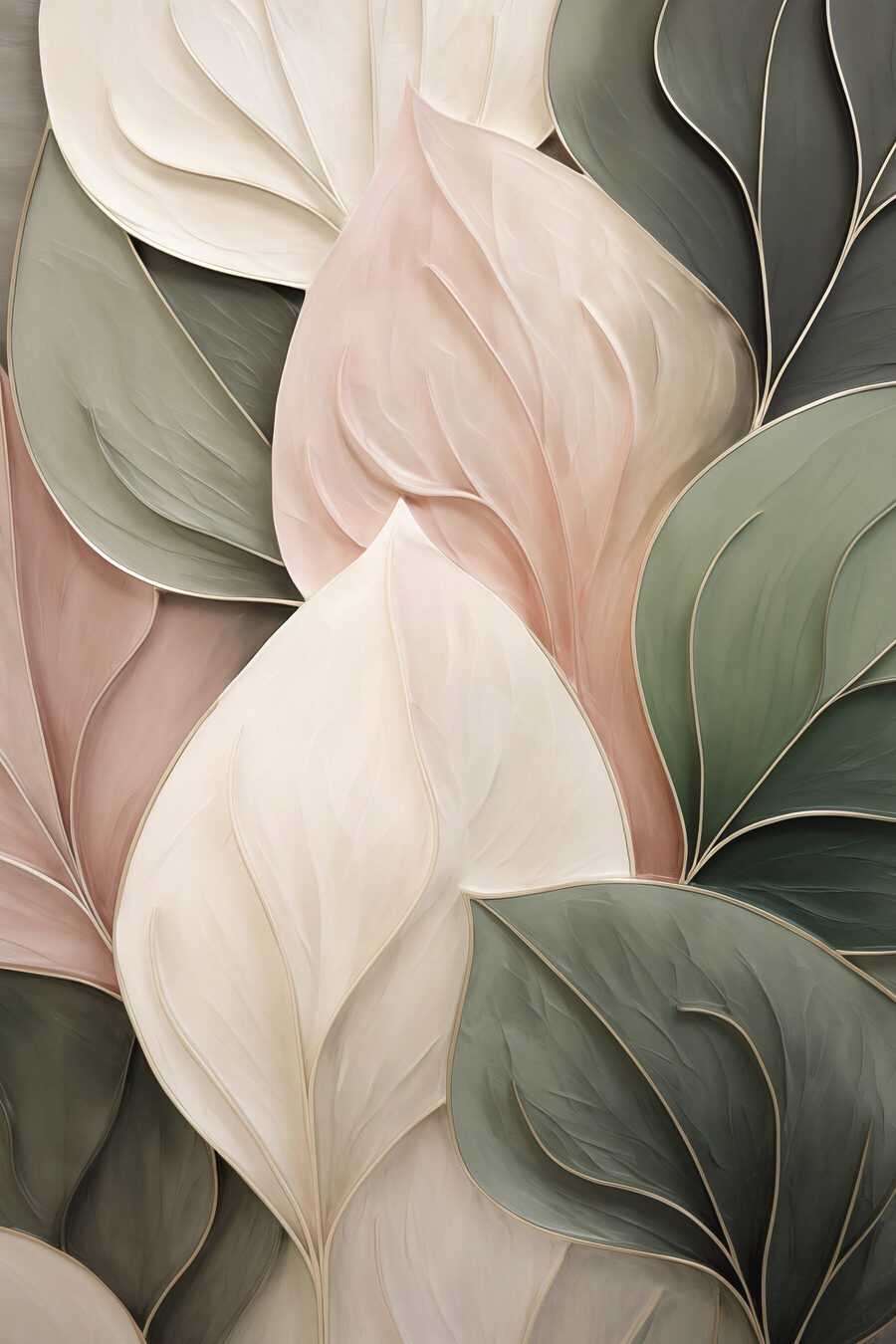Foglie ampie in pastello — design completo