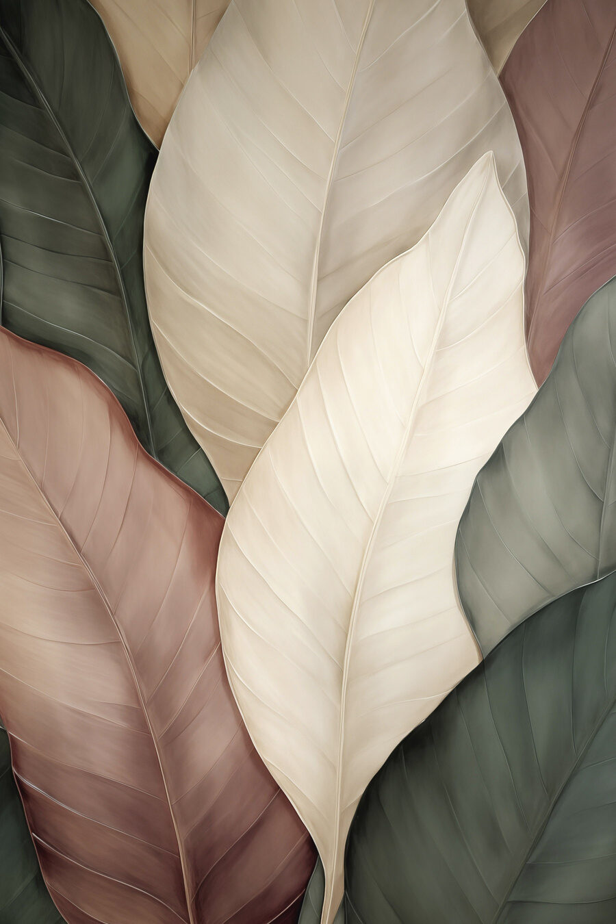 Foglie curve con nervature — design completo