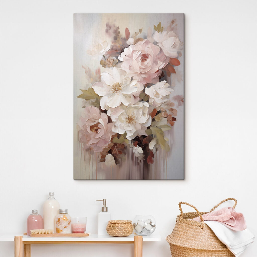 Rose tra fiori bianchi in un ambiente
