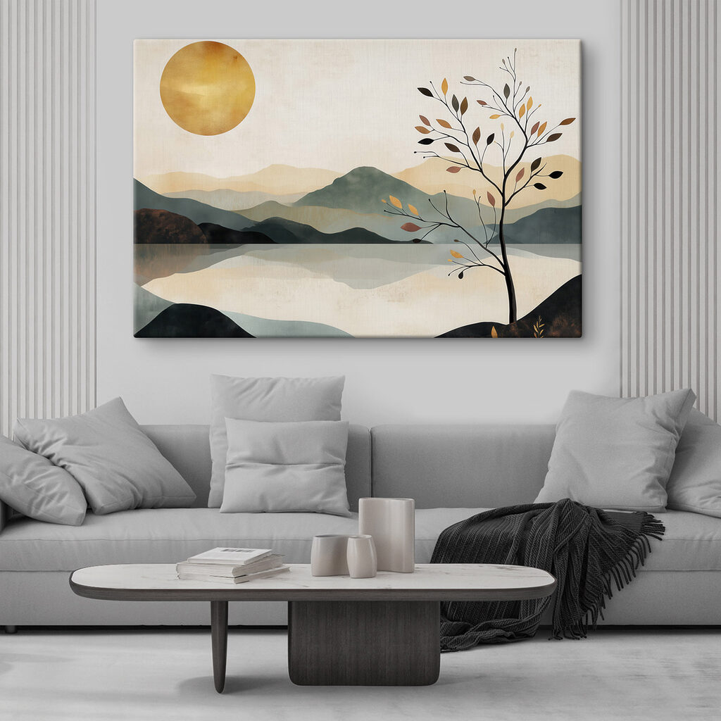 Albero tra montagne riflesse — ambiente 2