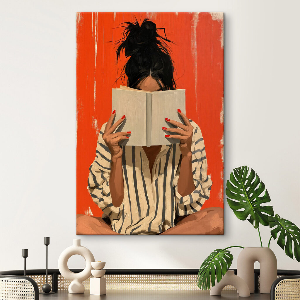 Lettrice su arancio — ambiente 2