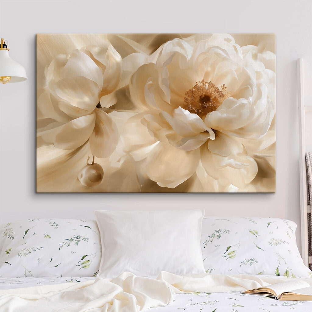 Peonie crema, boccioli rotondi in un ambiente