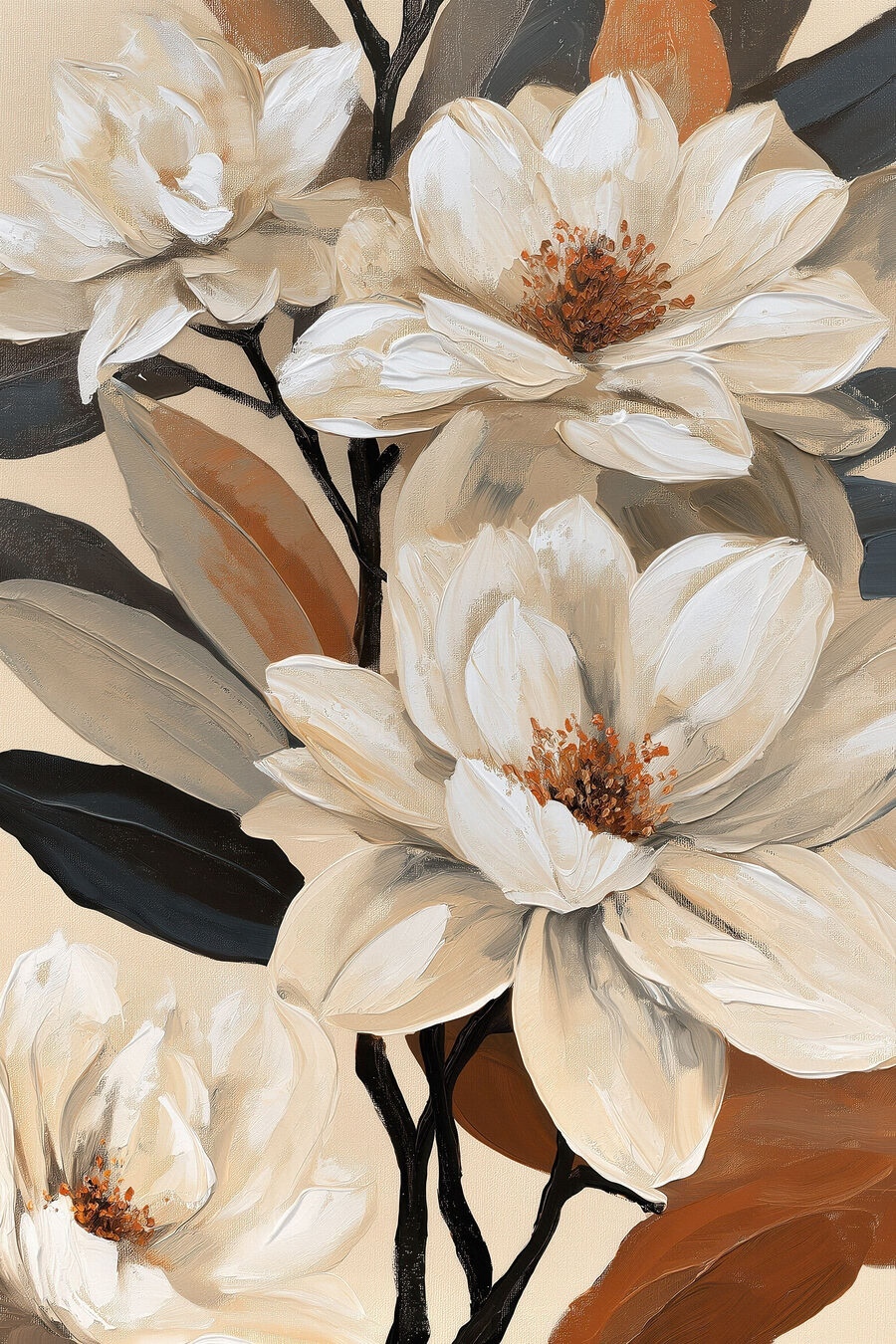Fiori bianchi, rami scuri — design completo