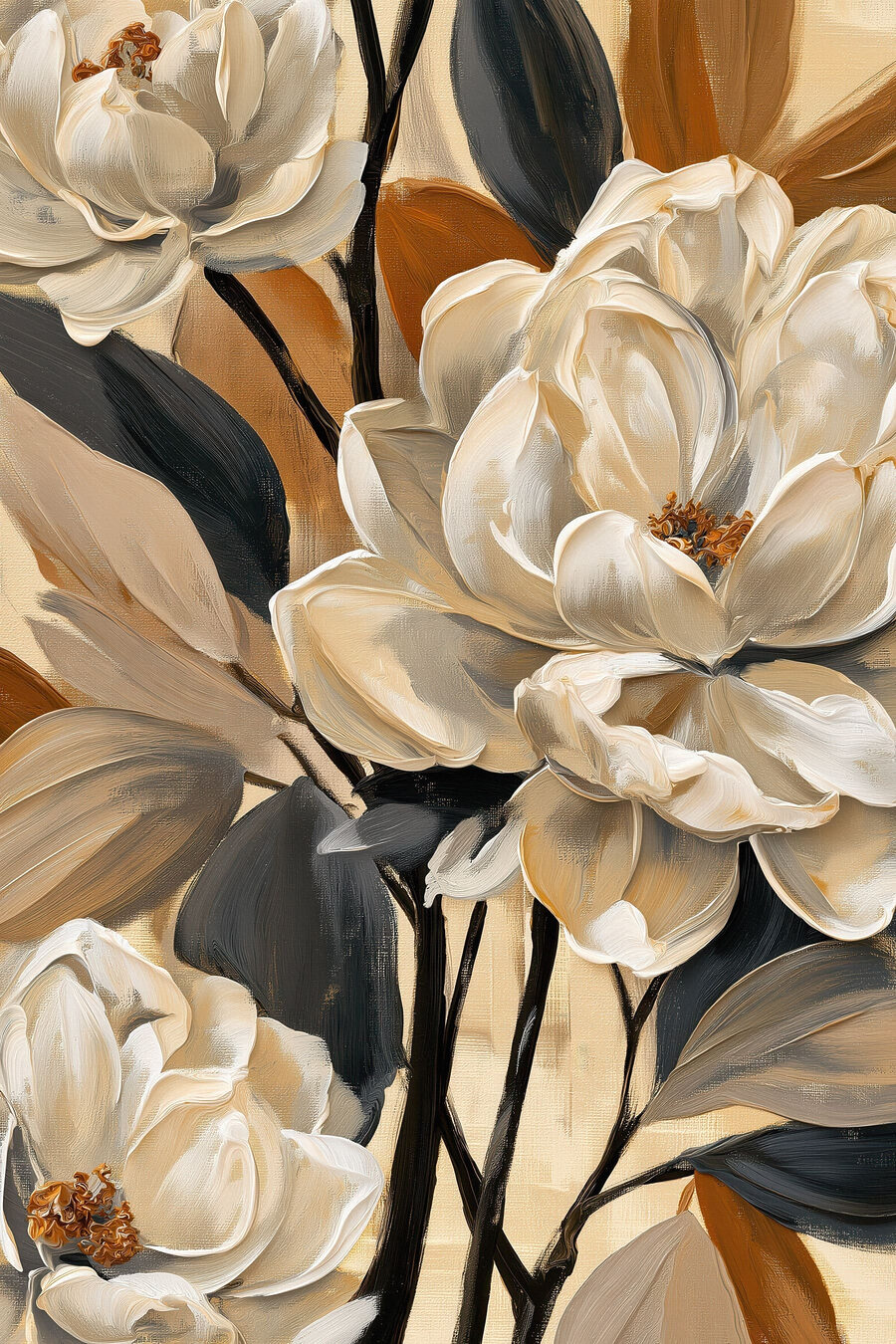 Fiori bianchi tra ocra — design completo